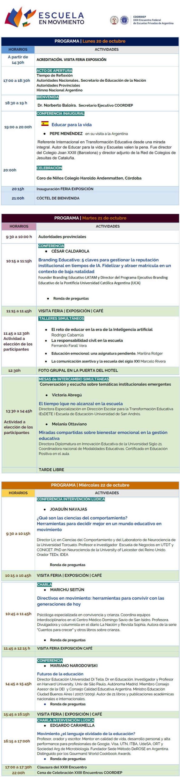 COORDIEP 2025 Programa completo del Encuentro